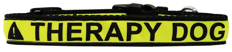 Therapy Dog Caution Tape Nylon Dog Collar XL